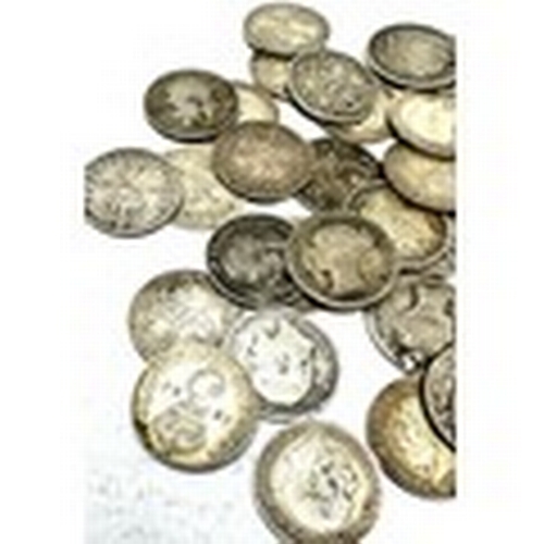 417 - selection of pre 1920 silver three pence coins