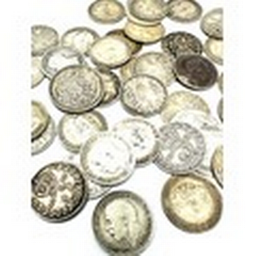 418 - selection of pre 1920 silver three pence coins