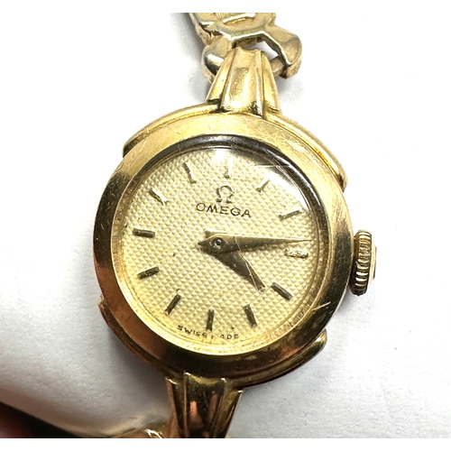 444 - Vintage gold plated ladies omega wristwatch the watch is ticking