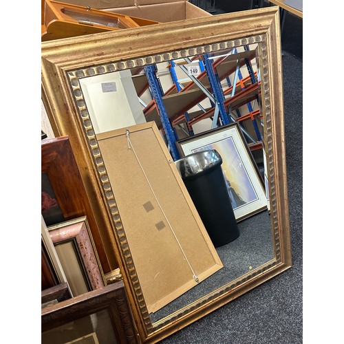 149 - 2 large framed mirrors, largest measures approximately, width 31 inches, Height 44 inches