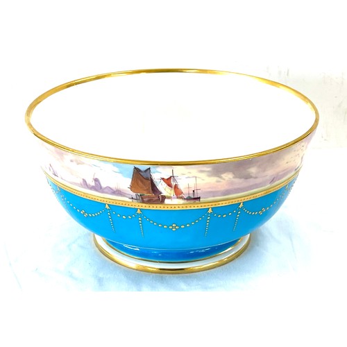 628 - Large hand painted Minton bowl, Height 5 inches, diameter 10 inches