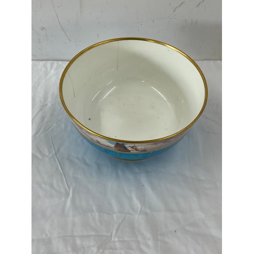 628 - Large hand painted Minton bowl, Height 5 inches, diameter 10 inches