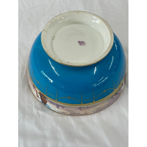 628 - Large hand painted Minton bowl, Height 5 inches, diameter 10 inches