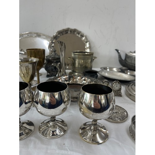 210 - Quantity of EPNS to include goblets, teapots, trays etc