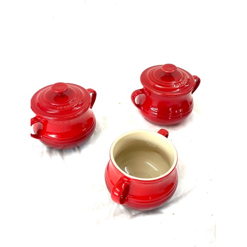 623 - 6 Le Creuset soup bowls (1 missing a lid)