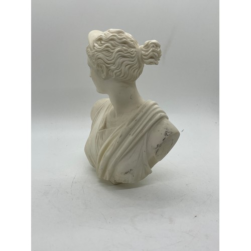 619 - Small Alabaster Statue lady Bust, signed A Giannelli, approximate height 7 inches