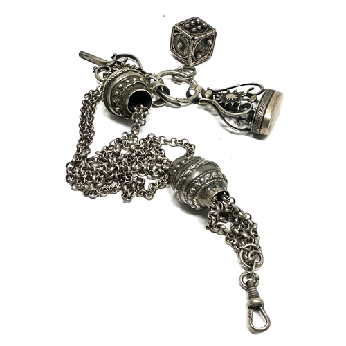 2 - Fine 19th century georgian dutch silver pocket watch chain fobs & key