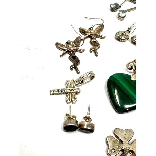 235 - selection of silver jewellery earrings & pendants