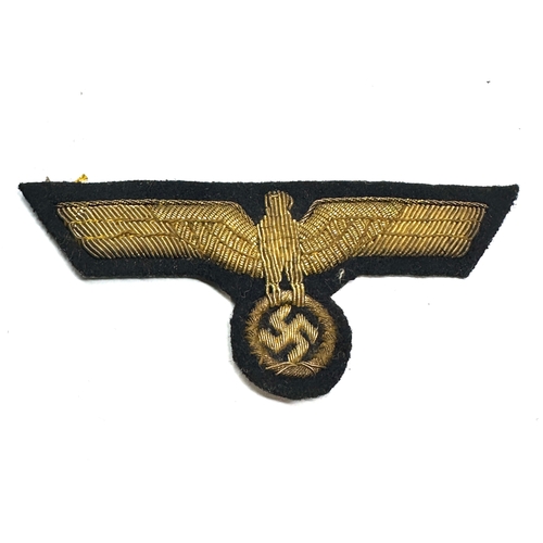 400 - Original German WWII Early War Bullion Embroidered Panzer Officer Breast Eagle Insignia