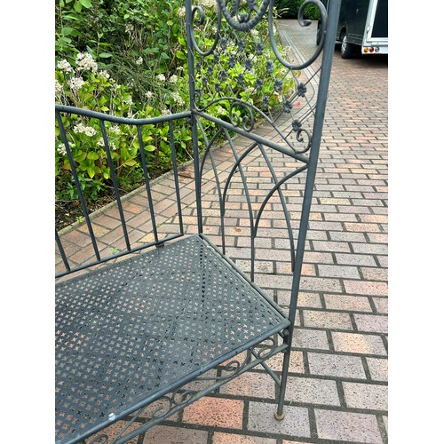 96 - Metal garden pagoda bench seat height  72 inches Width 42 inches depth 15 inches, depth