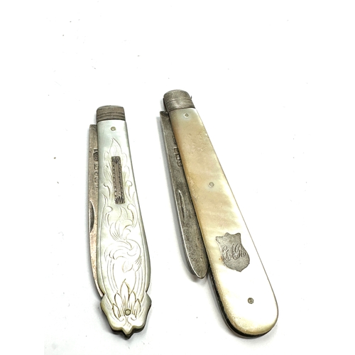 8 - 2 antique silver blade fruit knives