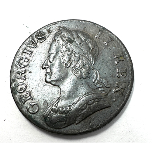 457 - 1749 George 11 half penny high grade coin