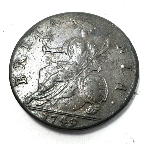 457 - 1749 George 11 half penny high grade coin