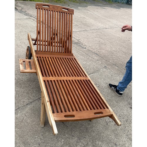 13 - Teak retro sun lounger measures approx 16 inches tall, 79 long and 25.5 inches wide
