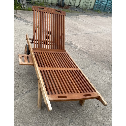 13 - Teak retro sun lounger measures approx 16 inches tall, 79 long and 25.5 inches wide
