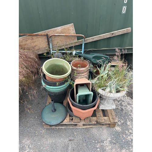 88 - Large selection of assorted outdoor planters includes plastic, terracotta etc