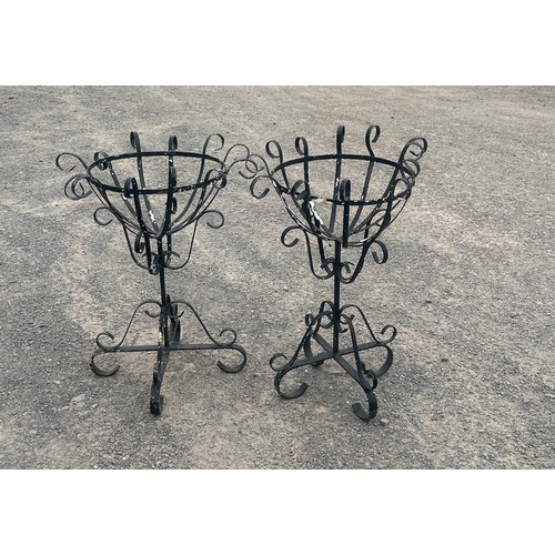 39 - Pair of metal plant holders overall height 27 inches tall