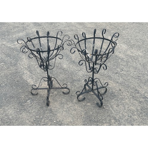 39 - Pair of metal plant holders overall height 27 inches tall