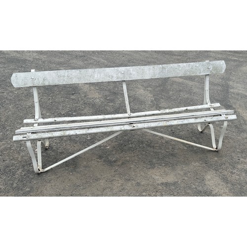 56 - Painted Victorian park bench measures approximately 32 inches tall 76 inches long 21 inches depth