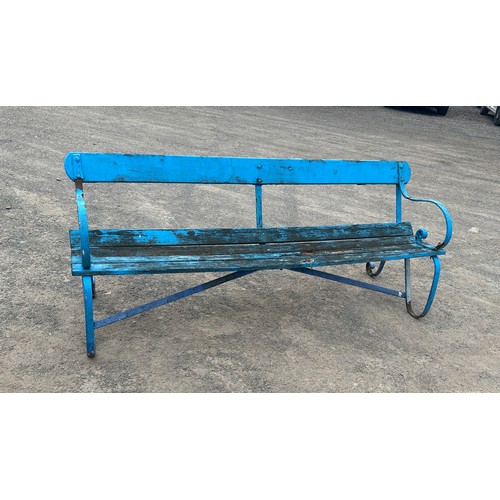 68 - Painted Victorian park bench measures approximately 33 inches tall 78 inches long 30 inches depth