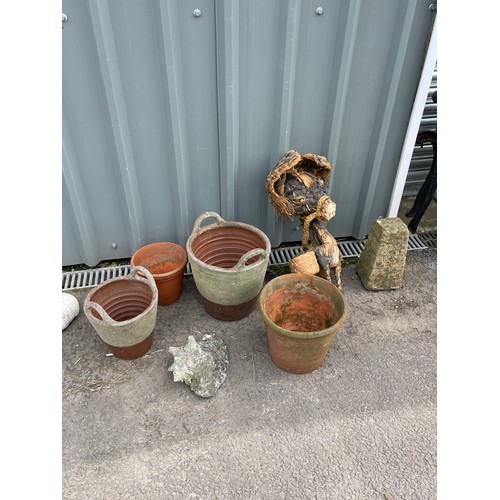 36 - Selection of assorted garden plant pots largest measures approximately 12 inches tall 12 inches diam... 