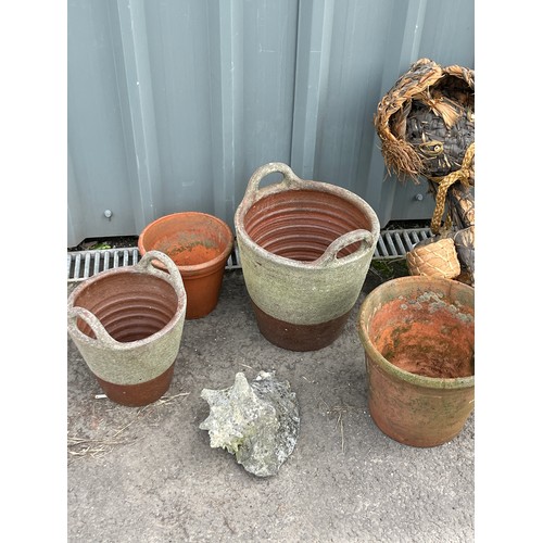 36 - Selection of assorted garden plant pots largest measures approximately 12 inches tall 12 inches diam... 
