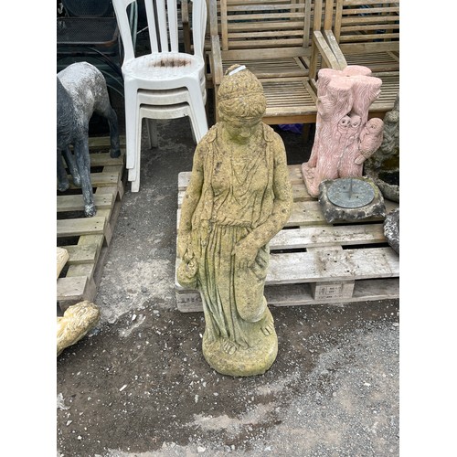 49 - Concrete outdoor lady figure overall height 40 inches