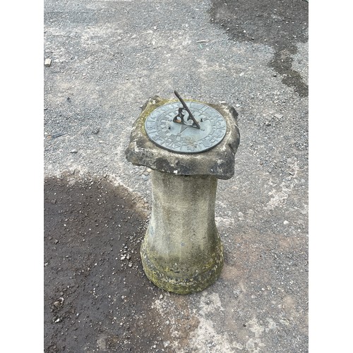 54 - Concrete sun dial measures approx 23 inches tall