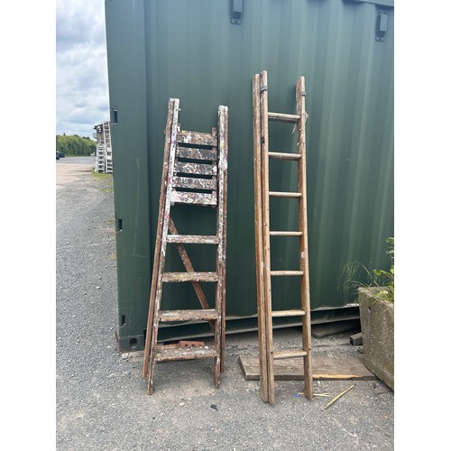89 - Two sets of wooden ladders
