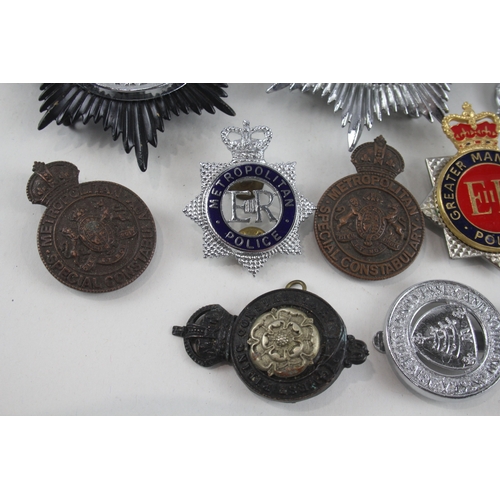 416 - Police Cap Helmet Badges. x 10 Inc. Kings Crown Newcastle Upon Tyne Etc.