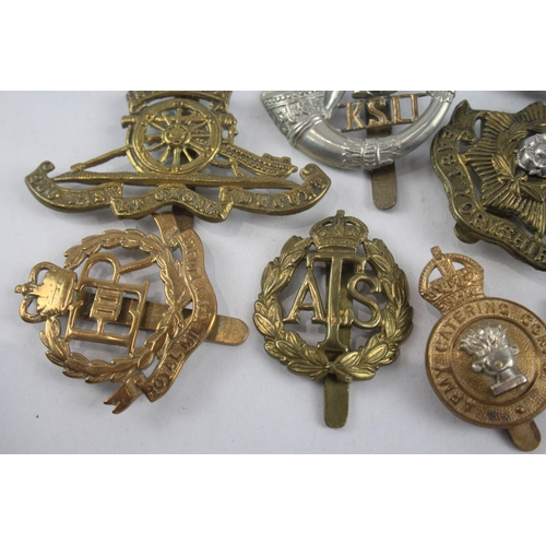 396 - Military Cap Badges x 10 inc East Yorkshire Royal West Kent K.S.L.I