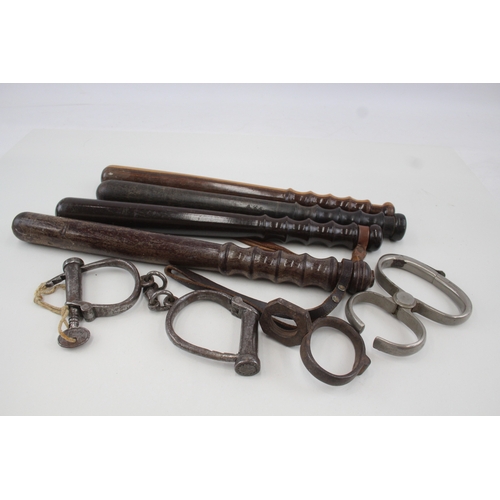 421 - Collection of Police Truncheons & Handcuffs