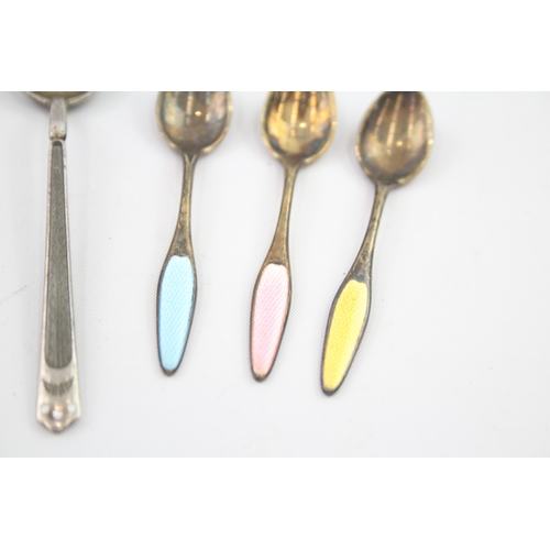 20 - 6 x .925 & .925 sterling silver enamel spoons (44g)