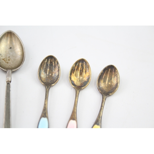 20 - 6 x .925 & .925 sterling silver enamel spoons (44g)