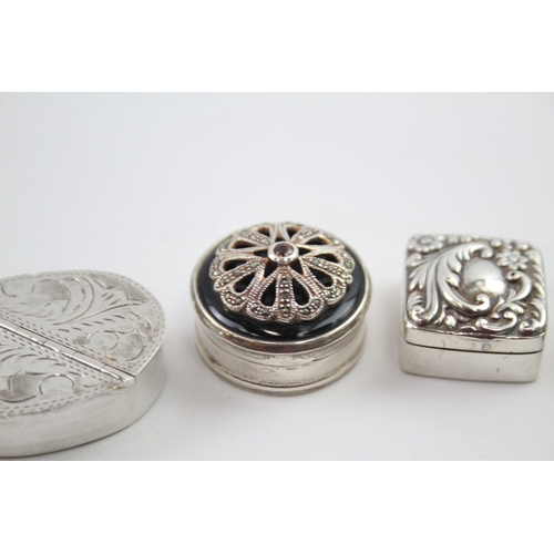 27 - 4 x .925 sterling pill / trinket boxes