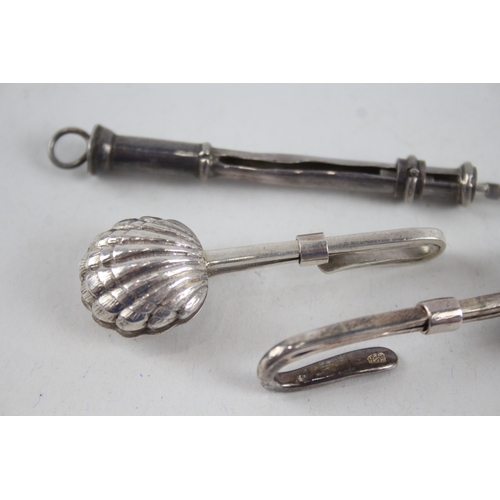28 - 3 x .925 sterling toothpick & napkin clips