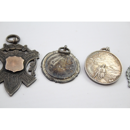 32 - 6 x .925 sterling fobs / medallions antique / vintage