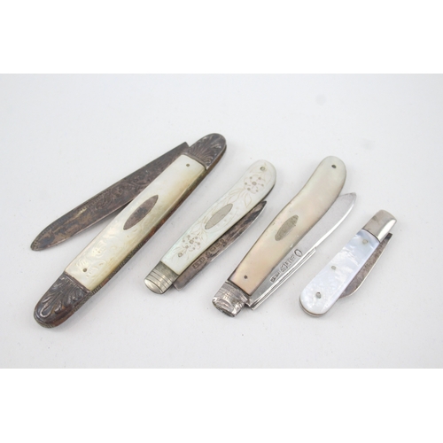 35 - 4 x .925 sterling knives mop handles