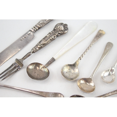 43 - 10 x .925 sterling condiment spoons / cutlery inc georgian, victorian