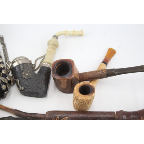 450 - Estate Pipe Job Lot Inc Vintage Bulls Head Swiss Tyrolean Bruyere Man Face x 10