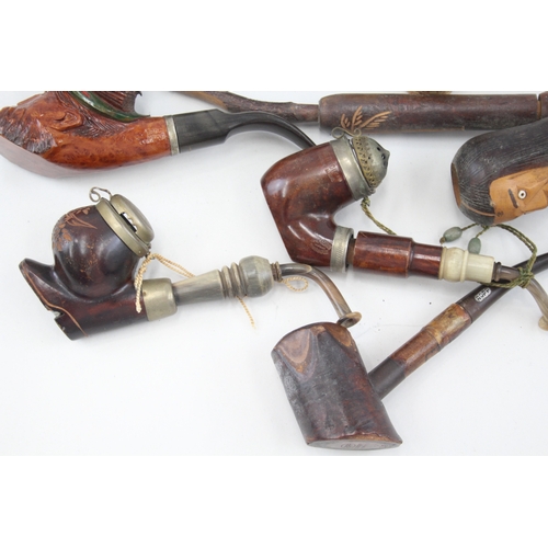 450 - Estate Pipe Job Lot Inc Vintage Bulls Head Swiss Tyrolean Bruyere Man Face x 10