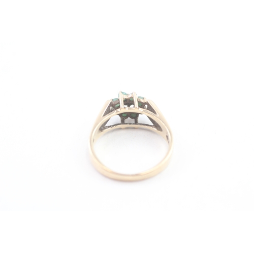 142 - 9ct gold vintage emerald & diamond dress ring (3.6g)