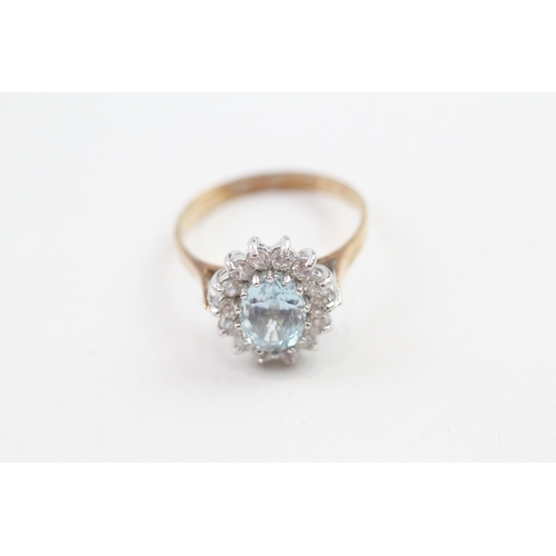 152 - 9ct gold blue topaz & cubic zirconia cluster ring, claw set (3.3g)