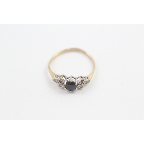 158 - 9ct gold sapphire & diamond dress ring (1g)