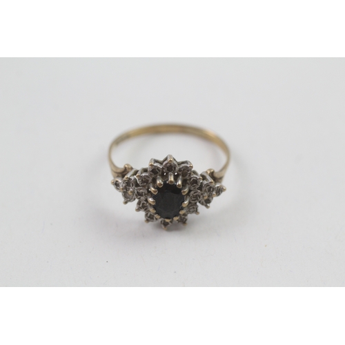 164 - 9ct gold sapphire & diamond dress ring (2.2g)