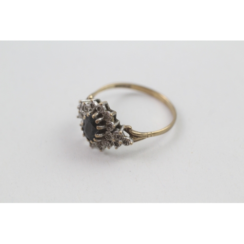 164 - 9ct gold sapphire & diamond dress ring (2.2g)
