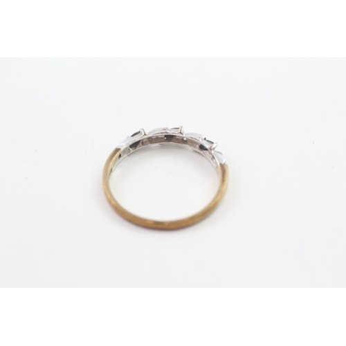 176 - 9ct gold vintage sapphire & diamond half eternity ring (1.4g)