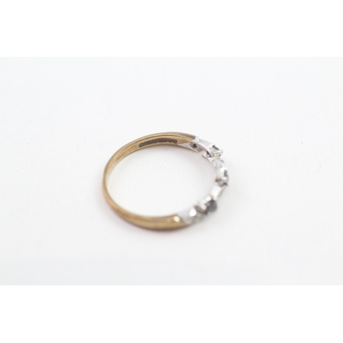 176 - 9ct gold vintage sapphire & diamond half eternity ring (1.4g)