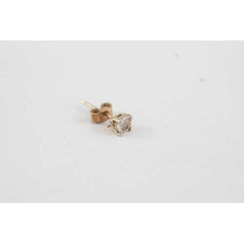 182 - 2 x 9ct gold diamond set solitaire stud earrings (0.8g)