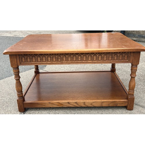 399 - 2 Drawer coffee table, Coffee table with shelf, nest of tables, largest table measures approxiamtely... 